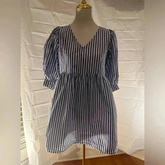 Pomander Place Blue and White Striped Dress - Picture 1 of 6